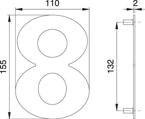 EDI Hausnummer Ziffer 8 Edelstahl matt ( 3000261323 )