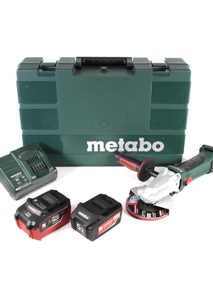 Metabo WF 18 LTX Akku Winkelschleifer 125 mm im Transportkoffer inklusive 2x 5,2 Ah Akku, Ladegerät und Lamellenschleifrad (601306500) - Toolbrothers