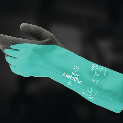 ANSELL Chemikalienhandschuhe AlphaTec 58-735 Größe 9 grün ( 4000371503 )