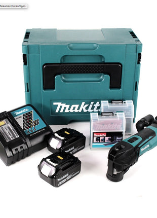 Makita DTM 51 RGJX2 Akku Multifunktionswerkzeug 18 V + 2x Akku 6,0 Ah + Ladegerät + 39 tlg. Zubehör Set + Makpac - Toolbrothers