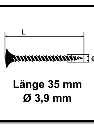 Technofast GF3935TE 12000 x Gipskartonschrauben Trockenbauschrauben 3,9 x 35 PH2 Grobgewinde - Toolbrothers