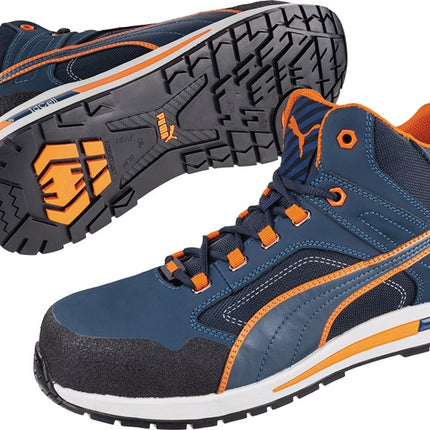 PUMA Sicherheitsstiefel Crosstwist MID Größe 45 blau/orange ( 4000374570 )