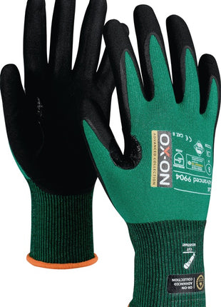 OX-ON Gants de protection anti-coupures Cut Advanced 9904 taille 8 noir/vert ( 4000391372 )