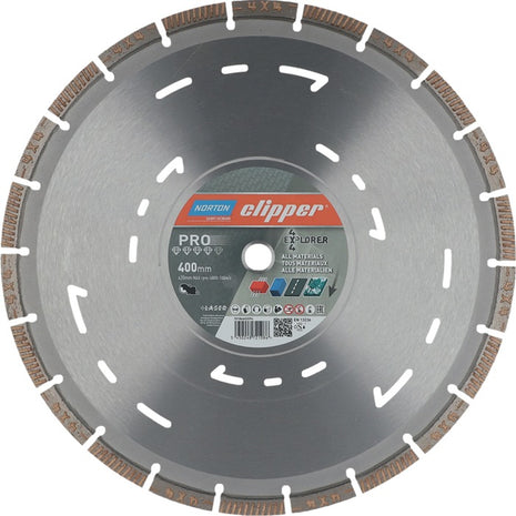 Disque à tronçonner diamanté NORTON CLIPPER 4 x 4 Explorer Ø 400 mm alésage 20 mm (4000818806)