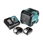 Makita DMR 202 RT Baustellen Lautsprecher 18V - für Akku- und Netzbetrieb, mit Bluetooth-Funktion, AUX-Anschluss, USB-Port, LCD Display + 2x 5,0 Ah Akku + Ladegerät - Toolbrothers