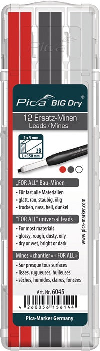 PICA Set de mines Pica BIG-Dry 4x graphite, blanc, rouge, ( 4000871407 )