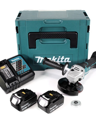 Makita DGA 517 RTJ Akku Winkelschleifer 18 V 125 mm Brushless + 2x Akku 5,0 Ah + Ladegerät + EZYNUT + Makpac - Toolbrothers