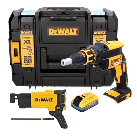 Atornillador para paneles de yeso a batería DeWalt DCF 620 NT 18 V 30 Nm sin escobillas + 1x batería Powerstack 5,0 Ah + TSTAK - sin cargador