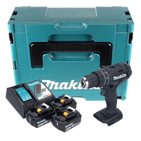 Makita DHP 482 F3JB Perceuse-visseuse à percussion sans fil 18 V 62 Nm noire + 3x batterie 3,0 Ah + chargeur + Makpac