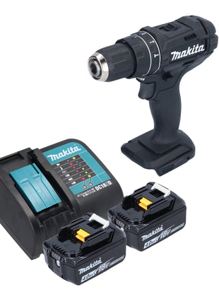 Makita DHP 482 SMB Akku Schlagbohrschrauber 18 V 62 Nm Schwarz + 2x Akku 4,0 Ah + Ladegerät