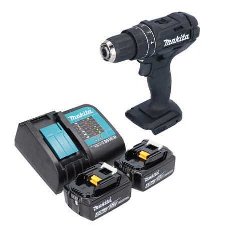 Makita DHP 482 STB taladro percutor inalámbrico 18 V 62 Nm negro + 2x baterías 5,0 Ah + cargador