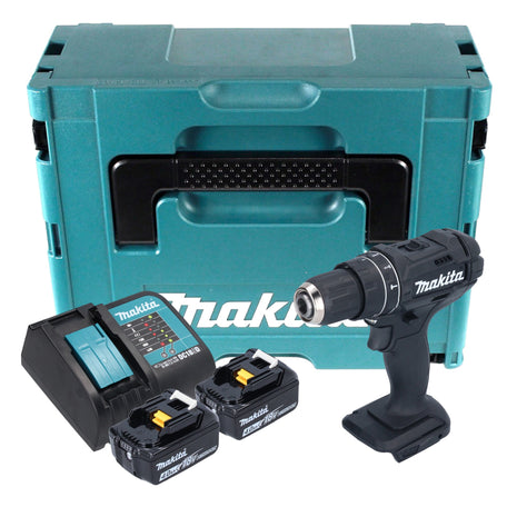 Makita DHP 482 SMJB akumulatorowa wiertarka udarowa 18 V 62 Nm czarna + 2x akumulator 4,0 Ah + ładowarka + Makpac