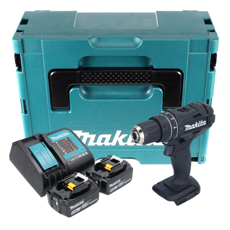 Makita DHP 482 STJB Perceuse-visseuse à percussion sans fil 18 V 62 Nm noire + 2x batterie 5,0 Ah + chargeur + Makpac