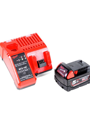 Milwaukee M18 BLPD 501 C Brushless Akku-Schlagbohrschrauber 18V - 13mm Schnellspannbohrfutter + Transportkoffer, Milwaukee M18 B5 Akku 18 V / 5,0 Ah und M12-18C Akku Ladegerät - Toolbrothers