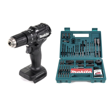 Makita DHP 483 ZB Akku Schlagbohrschrauber 18 V 40Nm Solo schwarz + 100tlg. Bit & Bohrer-Set - Toolbrothers