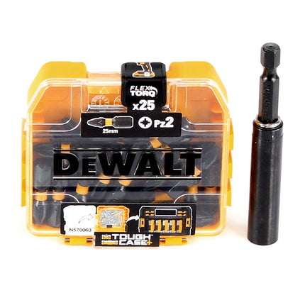 DeWalt Bit Set 25x PZ Bit FlexTorq 25 mm im Tough Case + Bithalter - Toolbrothers