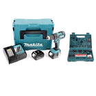 Makita DHP 459 RTJ 18 V Akku Schlagbohrschrauber im Makpac + 2x BL 1850 B 5 Ah Akku + Ladegerät + Makita B-53811 Bit & Bohrer-Set 100-teilig - Toolbrothers