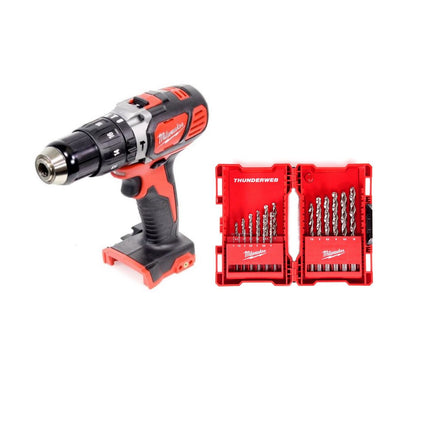 Milwaukee M18 BPD 18 V Akku Schlagbohrschrauber Solo + Milwaukee HSS-G Thunderweb Metallbohrer Kassette 19-teilig - ohne Akku, ohne Ladegerät - Toolbrothers