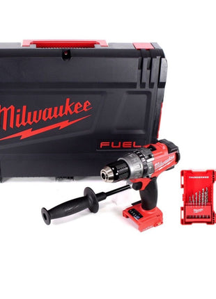 Milwaukee M18 ONEPD 18 V Li-Ion Brushless Akku-Schlagbohrschrauber im Koffer + Milwaukee HSS-G Thunderweb Metallbohrer Kassette 19-teilig - ohne Akku, ohne Ladegerät - Toolbrothers