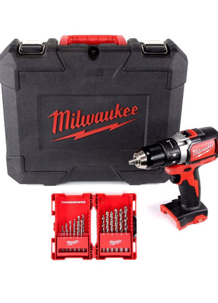 Milwaukee M18 BLDD 18 V Brushless Akku-Bohrschrauber Solo im Koffer + Milwaukee HSS-G Thunderweb Metallbohrer Kassette 19-teilig - ohne Akku, ohne Ladegerät - Toolbrothers