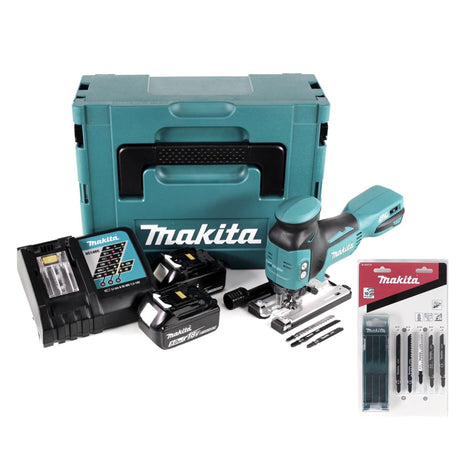 Makita DJV 181 RTJ Akku Pendelhubstichsäge 18V Brushless + 1x Akku 5,0Ah + Ladegerät + 17x Sägeblatt + Makpac - Toolbrothers