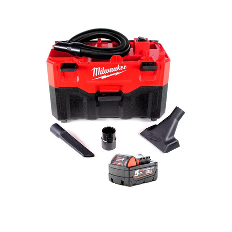 Milwaukee M18 VC2-501 18 V Akku-Nass-/Trockensauger + Milwaukee M18 B5 Akku 18 V / 5,0 Ah / 5000 mAh - Toolbrothers