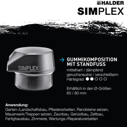 HALDER Schonhammer SIMPLEX Kopf-D. 80mm Länge 490 Kopf-B.175mm ( 8002360753 )