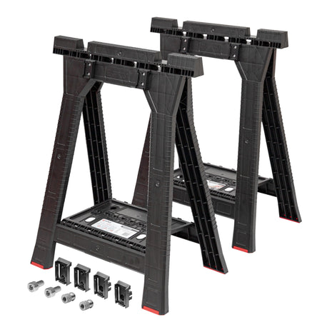 Toolbrothers Juego de caballetes de taller RHINO + Custom Connect 2 piezas 580 x 770 mm 350 kg