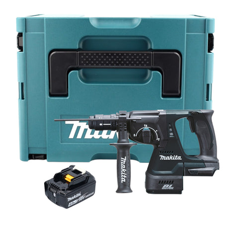 Makita DHR 243 M1J B martillo combinado a batería 18 V 2.0 J SDS-Plus negro + 1x batería 4.0 Ah + portabrocas de cambio rápido + Makpac - sin cargador