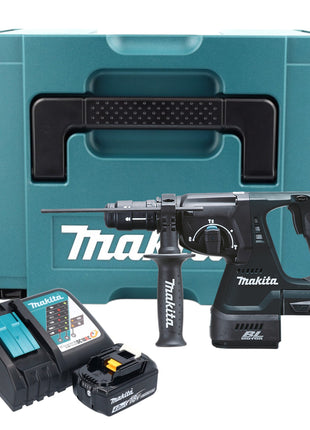 Makita DHR 243 RM1J B martillo combinado a batería 18 V 2,0 J SDS-Plus negro + 1x batería 4,0 Ah + cargador + portabrocas de cambio rápido + Makpac