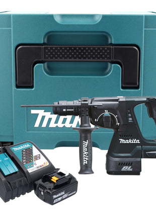 Makita DHR 243 RT1J B Akku Kombihammer 18 V 2,0 J SDS-Plus schwarz + 1x Akku 5,0 Ah + Ladegerät + Schnellwechselfutter + Makpac