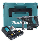 Makita DHR 243 RTJ B Akumulatorowy młot udarowo-obrotowy 18 V 2,0 J SDS-Plus czarny + 2x akumulator 5,0 Ah + ładowarka + uchwyt szybkowymienny + Makpac