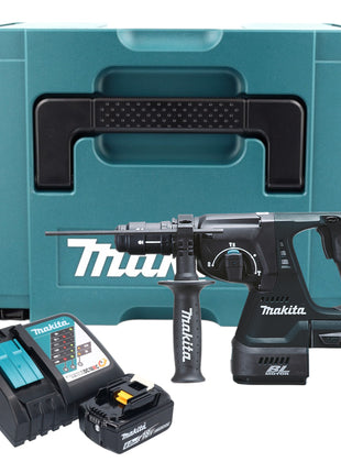 Makita DHR 243 RG1J B martillo combinado a batería 18 V 2.0 J SDS-Plus negro + 1x batería 6.0 Ah + cargador + portabrocas de cambio rápido + Makpac