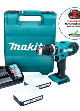 Makita HP 488 DWE perceuse à percussion sans fil 18 V 42 Nm série G + 2x batteries 1,5 Ah + chargeur + mallette