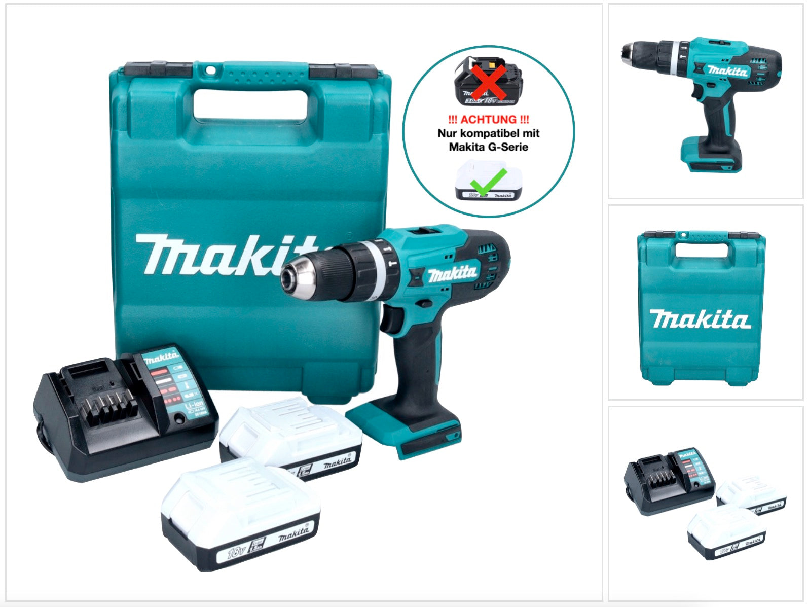 Makita HP 488 DWE Akku Schlagbohrschrauber 18 V 42 Nm G Serie 2x Akku 1 5 Ah Ladegeraet Koffer 0 - toolbrothers