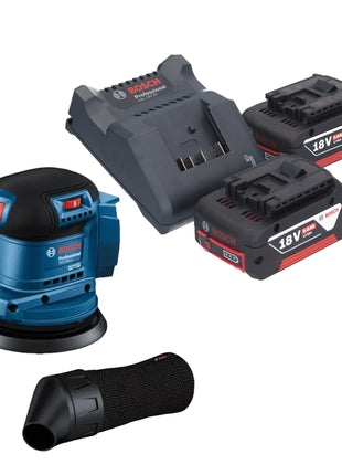 Ponceuse excentrique à batterie Bosch GEX 185-LI Professional 18 V 125 mm sans balai + 2x batteries 5,0 Ah + chargeur