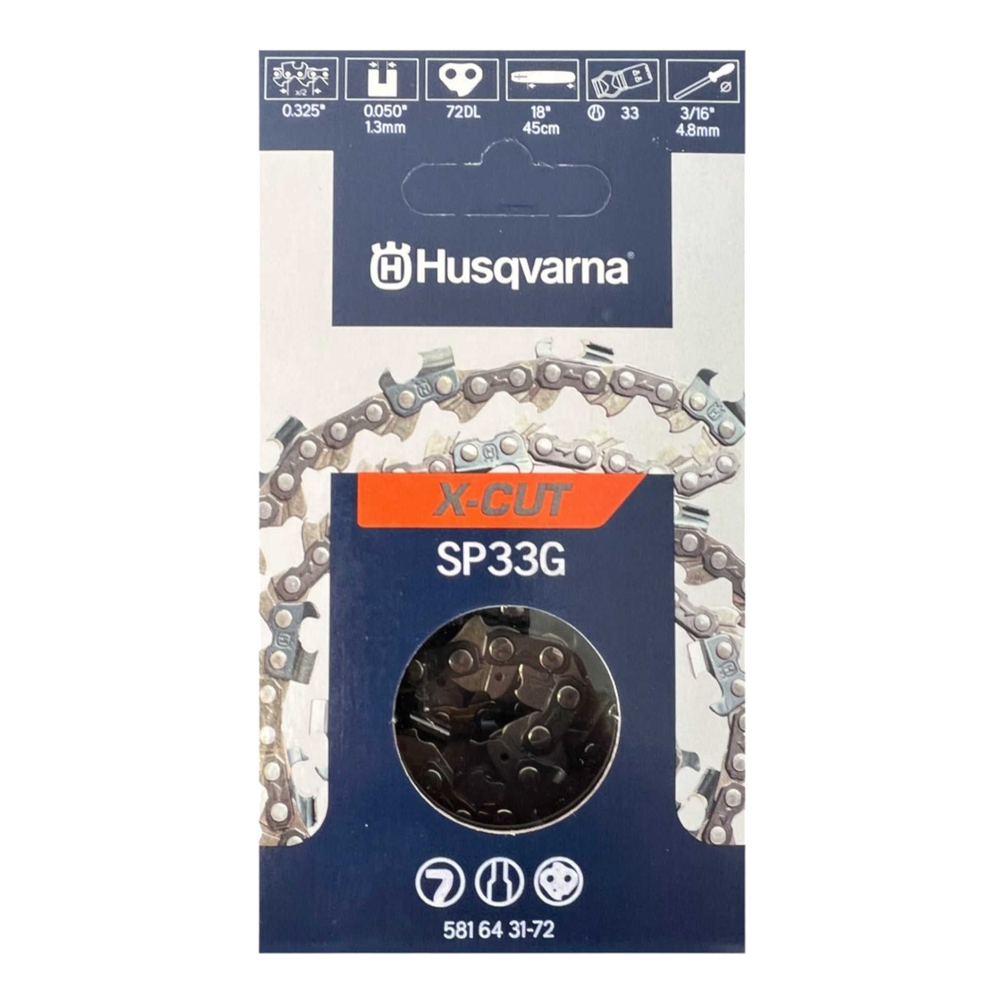 Husqvarna X CUT SP33G Saegekette Ersatzkette Halb Meissel 1 3 mm 33 cm 581643172  1 - toolbrothers