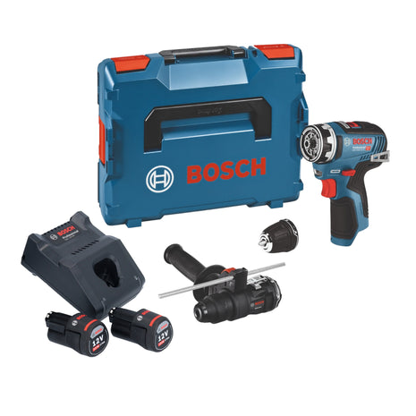 Bosch GSR 12V-35 FC Akku Bohrschrauber 12 V 35 Nm Brushless ( 06019H3009 ) + 2x Akku 3,0 Ah + Ladegerät + 2x Aufsatz + L-Boxx