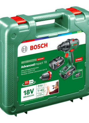 Bosch Home AdvancedImpact 18 akumulatorowa wiertarko-wkrętarka udarowa 18 V 39 Nm ( 06039B5109 ) bezszczotkowa + 2x akumulator 2,5 Ah + ładowarka + walizka