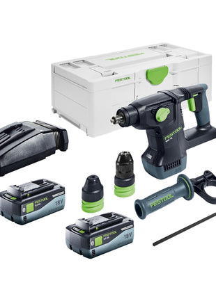 Festool KHC 18 EB-Basic Akku Kombihammer 18 V 2,6 J SDS-Plus Brushless + 2x Akku 8,0 Ah + Ladegerät + Systainer