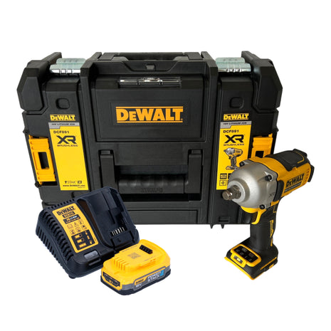 Akumulatorowy klucz udarowy DeWalt DCF 891 E1T 18 V 1084 Nm 1/2" bezszczotkowy + 1x akumulator Powerstack 1,7 Ah + ładowarka + TSTAK