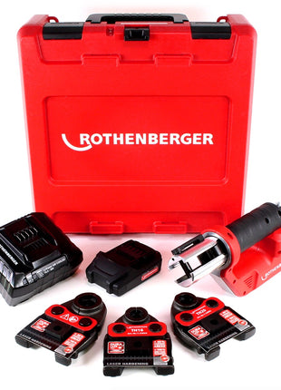 Rothenberger ROMAX Compact TT Set TH EU Akku Kompaktpressmaschine mit PB-Set TH16-20-26 elektrohydraulisch im Transportkoffer + 1 x 2,0 Ah Akku + Ladegerät + 3 x Pressbacken ( 1000002120 ) - Toolbrothers