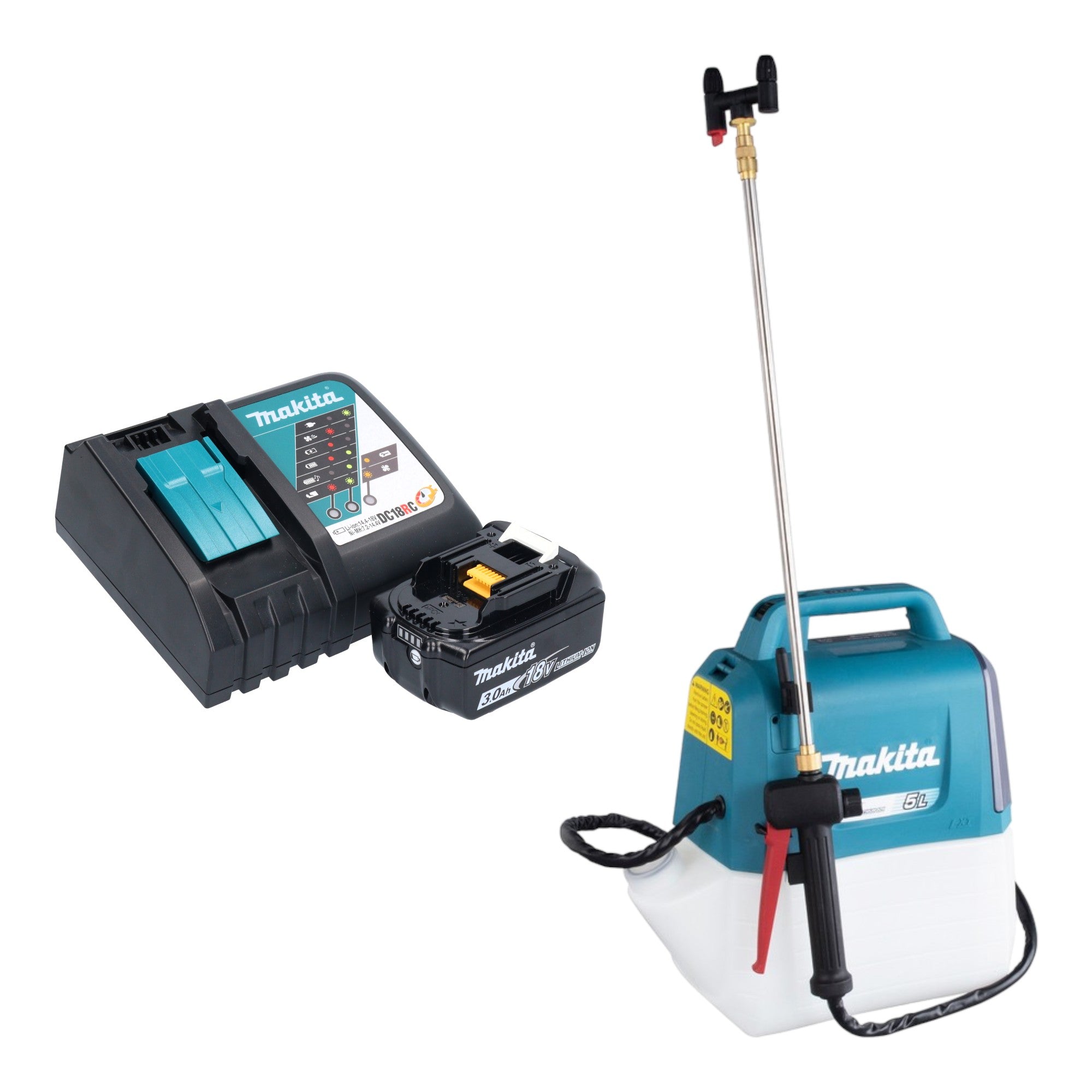 Makita DUS 054 RF Akku Druckspritze 18 V 5 0 l 3 0 bar 1x Akku 3 0 Ah Ladegeraet 0 - toolbrothers