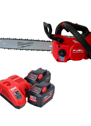 Tronçonneuse à batterie Milwaukee M18 FTCHS35-122 avec poignée supérieure 35 cm + 2x batteries 12,0 Ah + chargeur