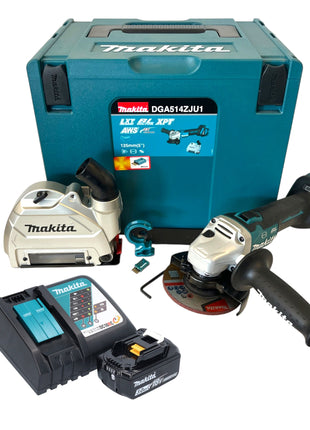 Makita DGA 514 RF1JU1 Akku Winkelschleifer 18 V 125 mm Brushless + 1x Akku 3,0 Ah + Ladegerät + Makpac