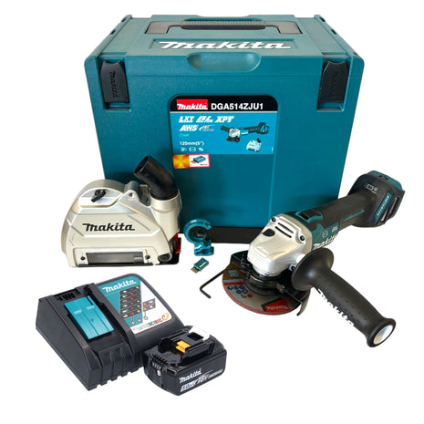 Makita DGA 514 RT1JU1 Smerigliatrice angolare a batteria 18 V 125 mm brushless + 1x batteria ricaricabile 5,0 Ah + caricabatterie + Makpac