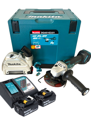 Makita DGA 514 RTJU1 Akku Winkelschleifer 18 V 125 mm Brushless + 2x Akku 5,0 Ah + Ladegerät + Makpac