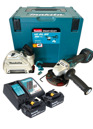 Makita DGA 514 RGJU1 Akku Winkelschleifer 18 V 125 mm Brushless + 2x Akku 6,0 Ah + Ladegerät + Makpac