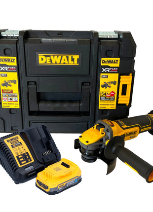 Meuleuse d'angle sur batterie DeWalt DCG 409 E1T 18 V 125 mm sans balais + 1x batterie Powerstack 1,7 Ah + chargeur + TSTAK