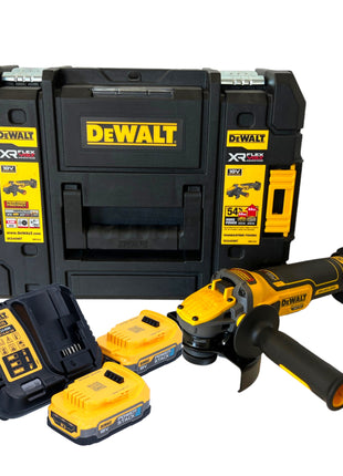 Meuleuse d'angle sur batterie DeWalt DCG 409 E2T 18 V 125 mm sans balais + 2x batterie Powerstack 1,7 Ah + chargeur + TSTAK